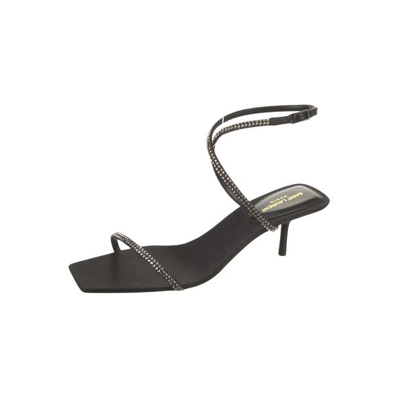 Saint Laurent NIB Nuit 55 Crystal Embellished Satin Sandals in Black Size 39 - Picture 1 of 14